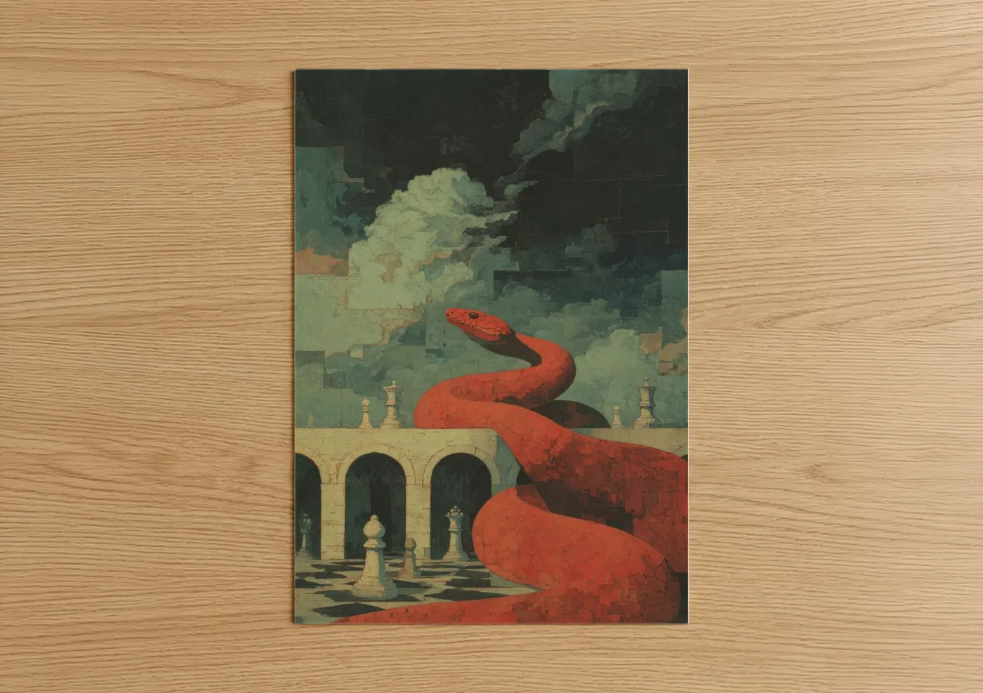 Crimson Viper Palace Surrealism Wall Art
