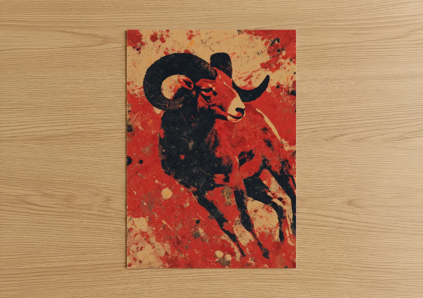 Crimson Aries Zodiac Modern Wall Art