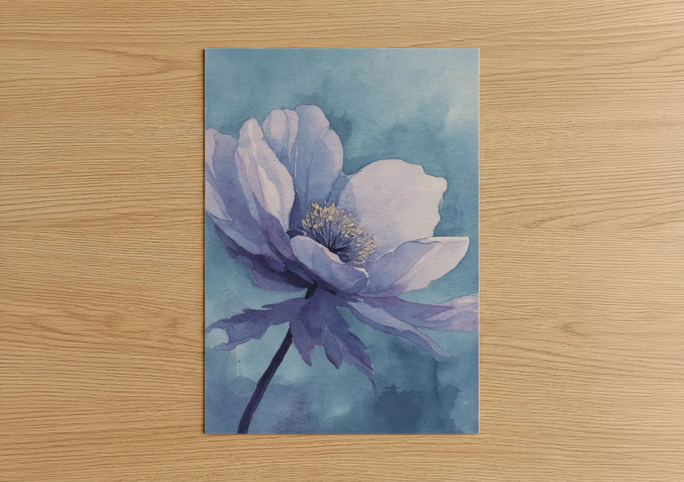 Lavender Sea Anemone Watercolor Wall Art