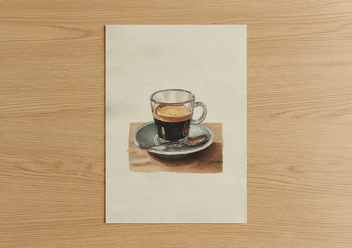 Espresso Cup Watercolor Illustration Wall Art