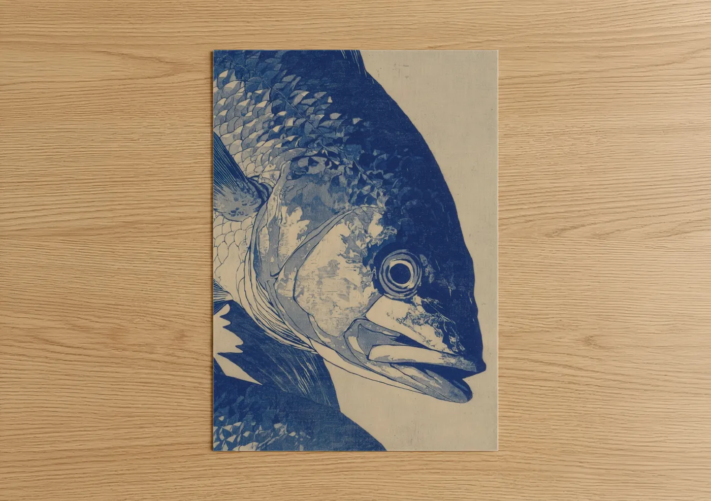 Blue Wahoo Fish Detailed Illustration Wall Art