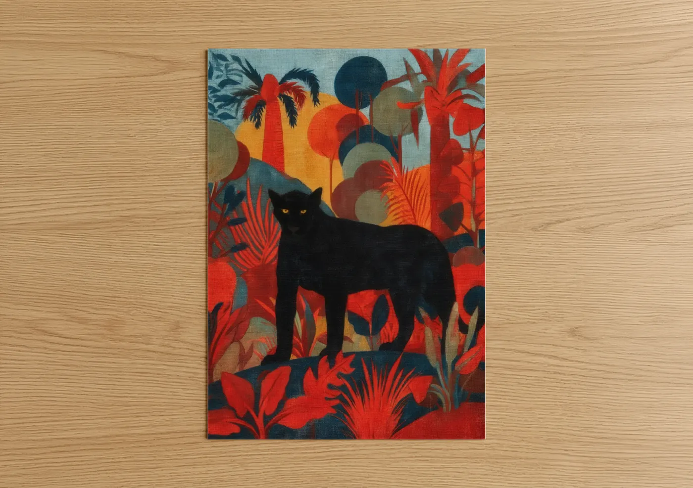 Black Panther Jungle Art Illustration Wall Art