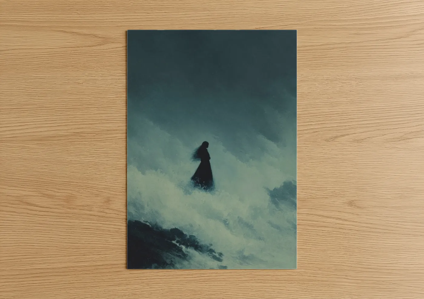 Dark Fantasy Figure in Misty Storm Wall Art