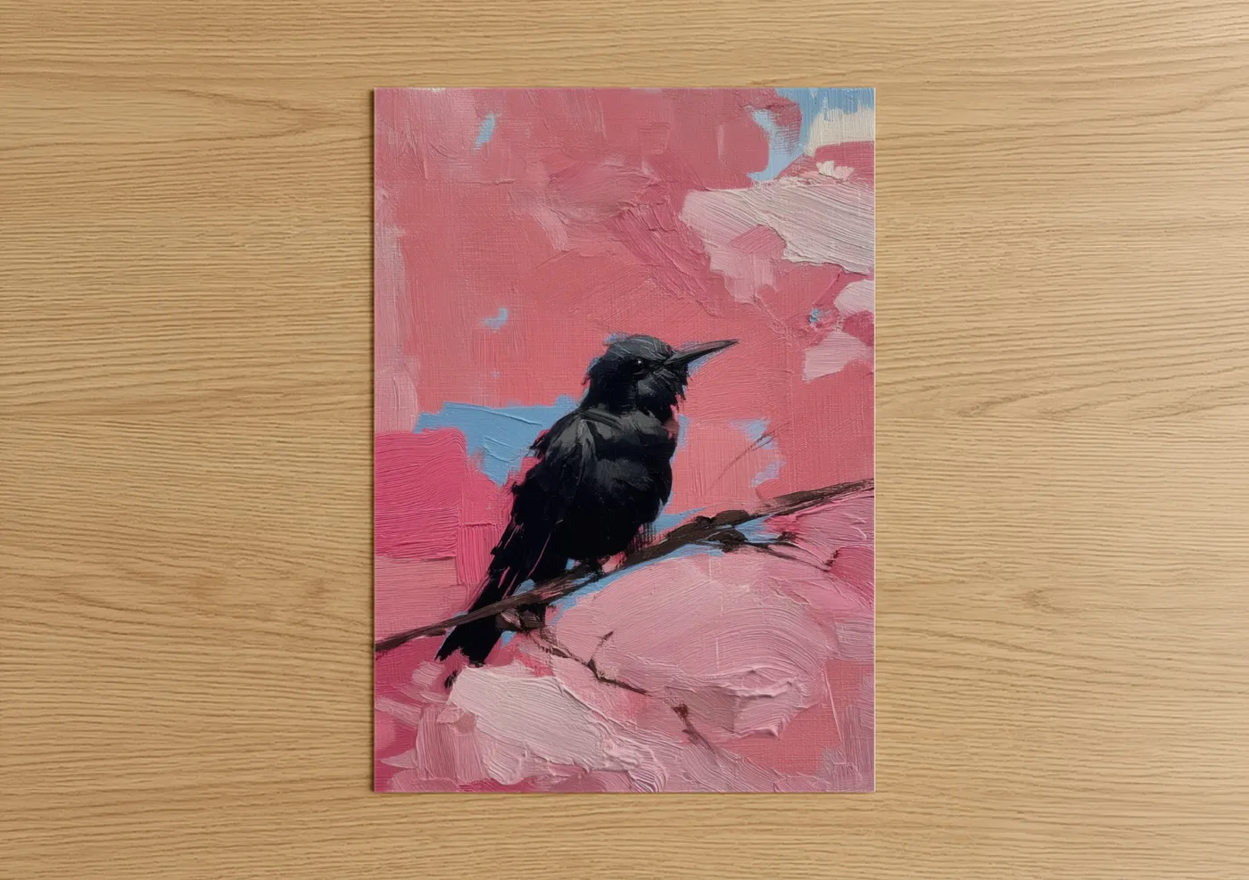 Crimson Hummingbird Modern Bird Wall Art