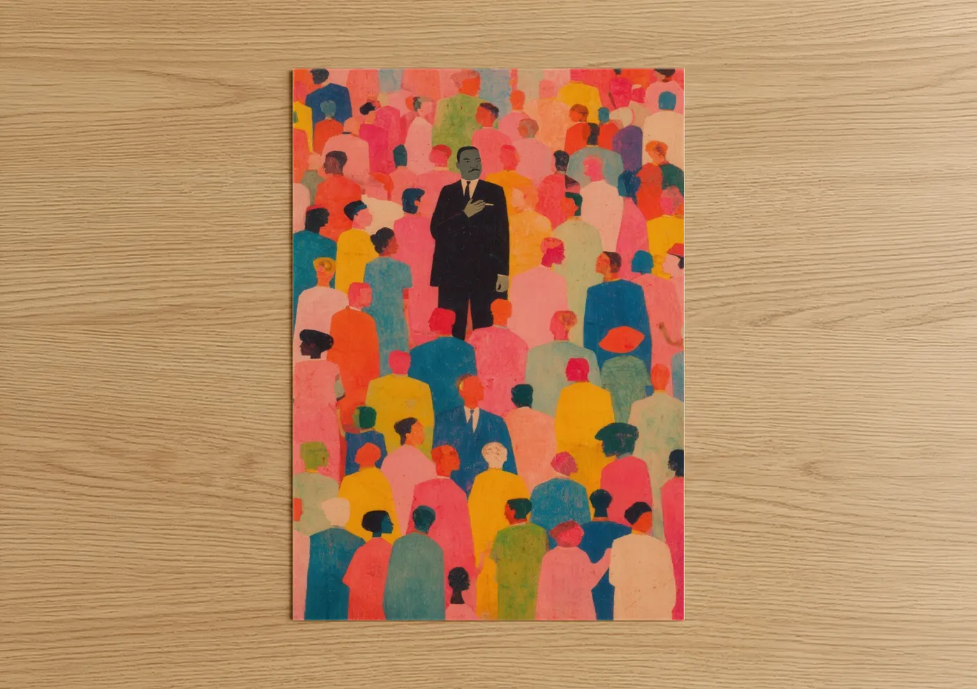 MLK Day Diverse Crowd Abstract Illustration Wall Art