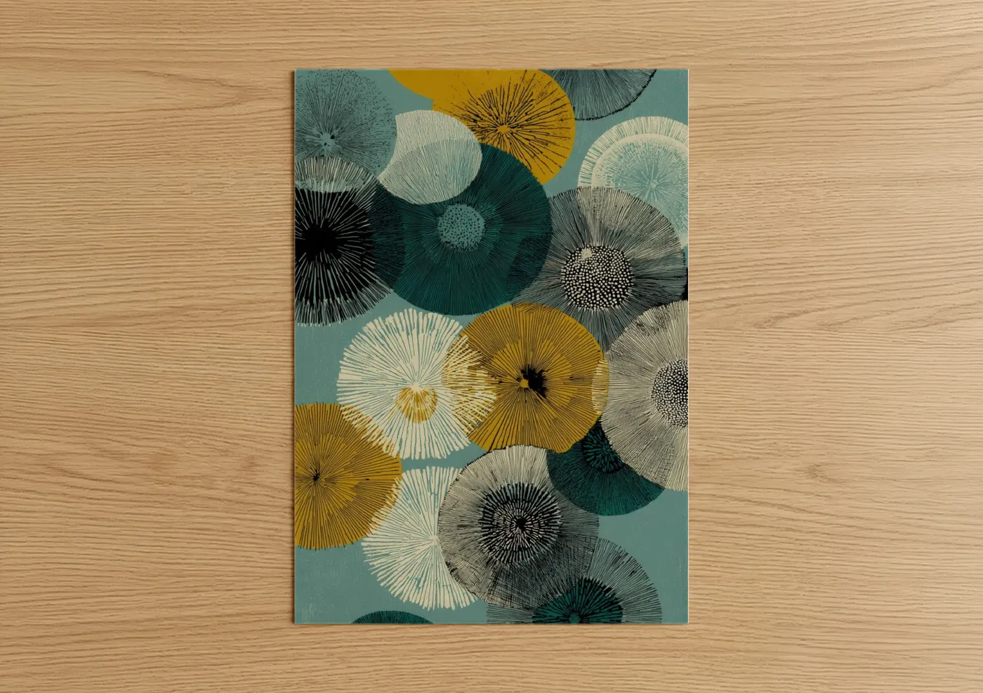 Golden Sea Urchin Abstract Wall Art