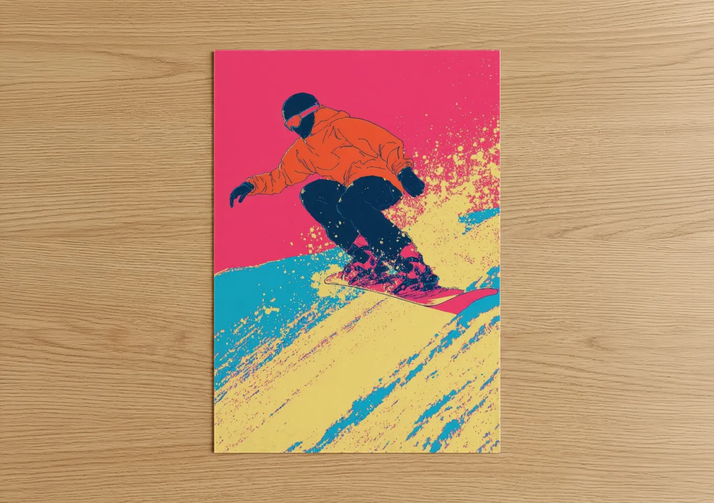 Neon Snowboarder Extreme Sports Wall Art