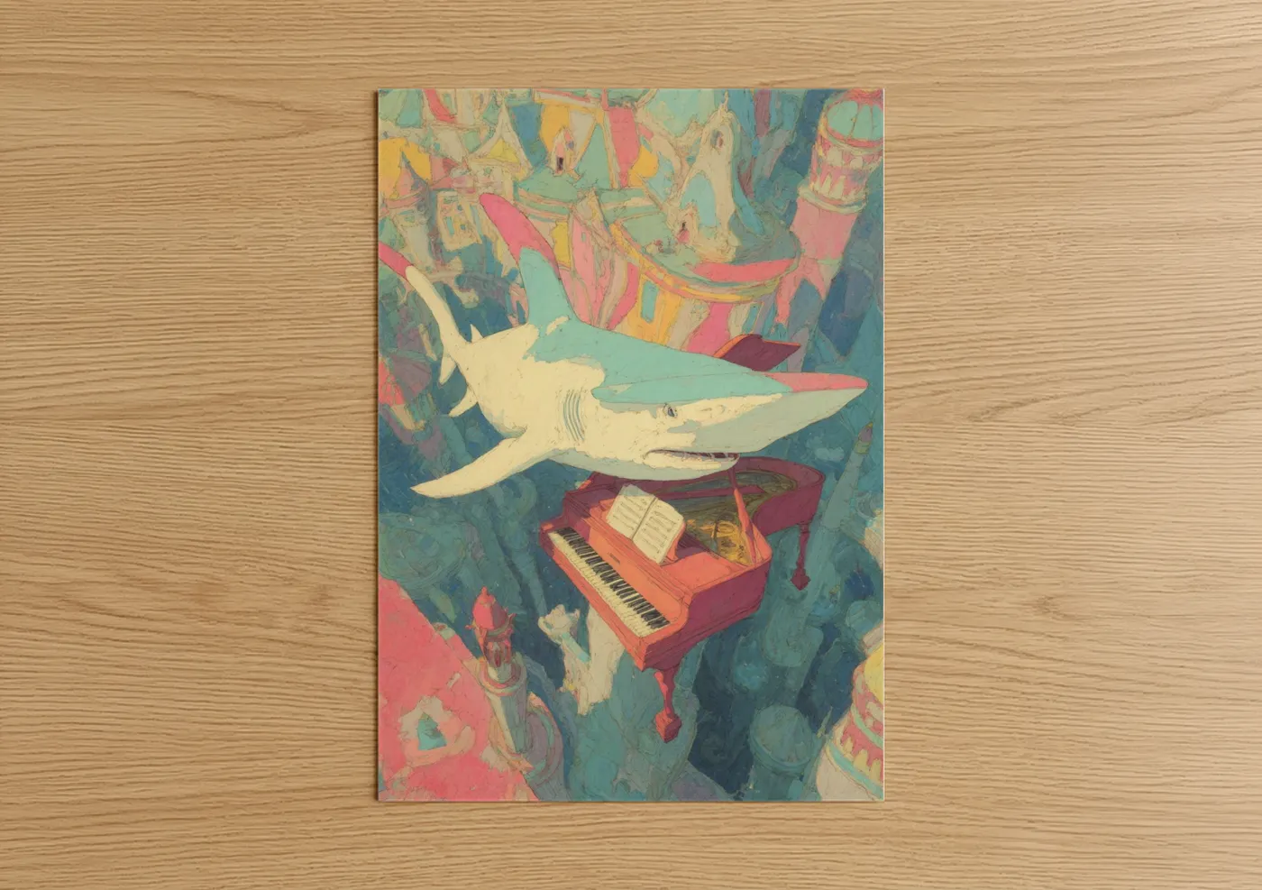 Whimsical Hammerhead Shark Piano Wall Art