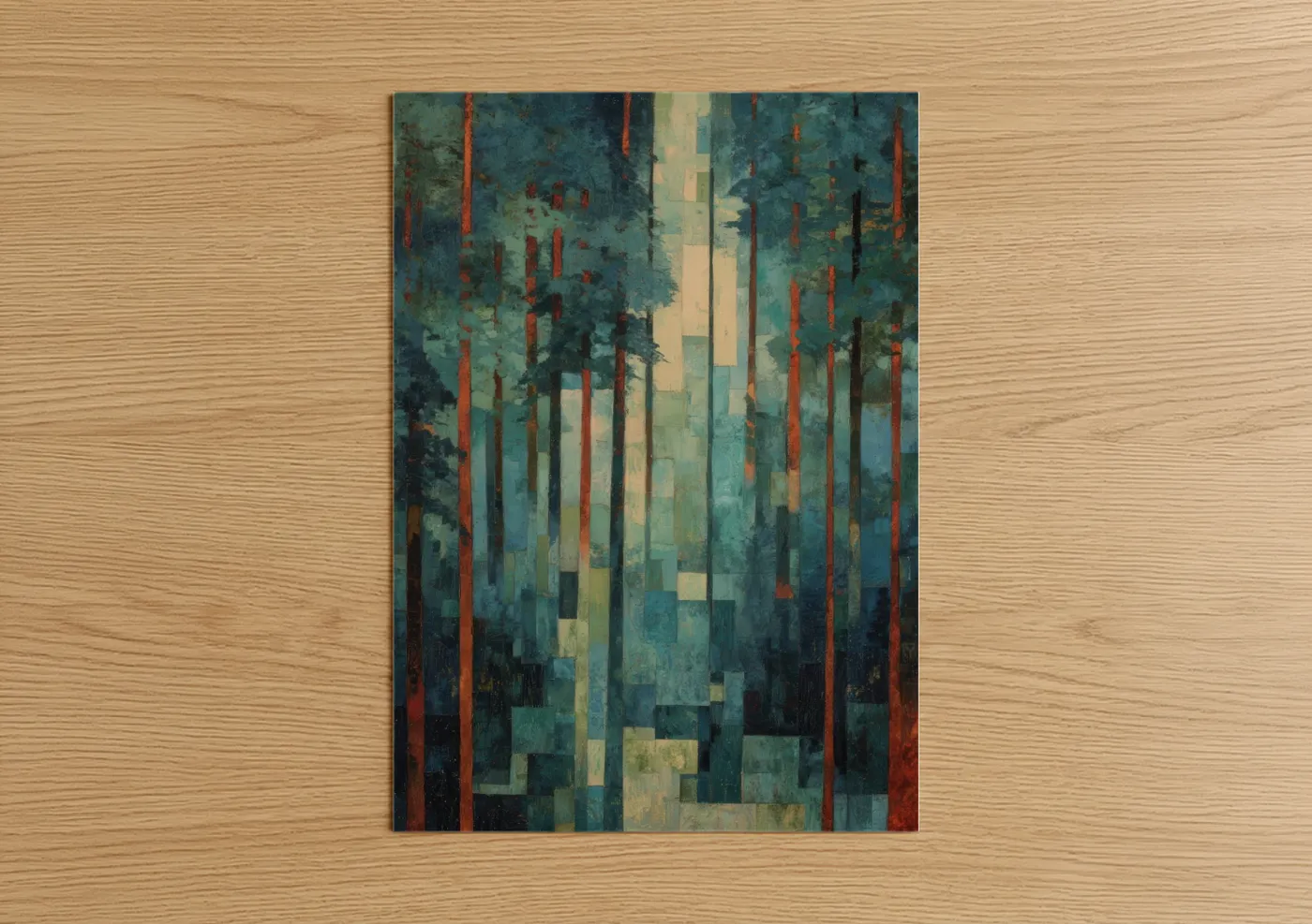 Crimson Redwood Forest Abstract Wall Art