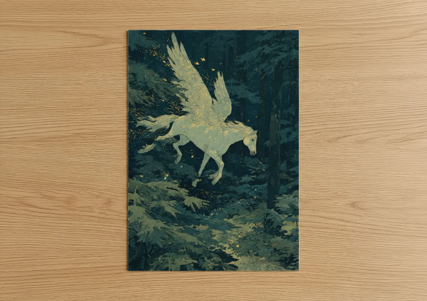 Luminous Pegasus Forest Magical Wall Art