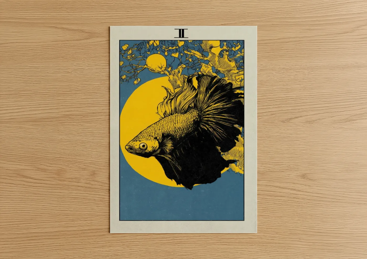 Moonlit Betta Fish Yellow Black Wall Art