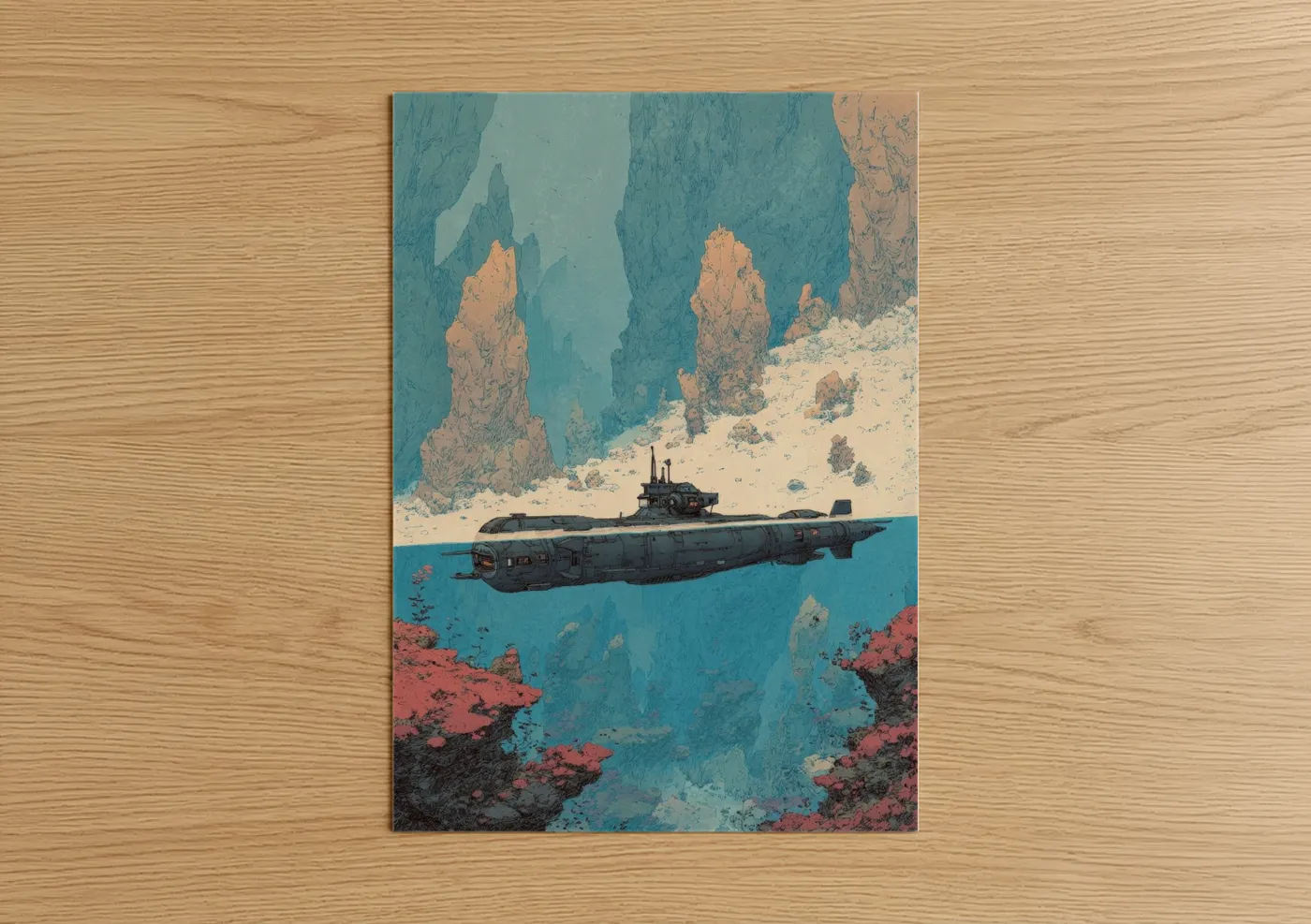 Steampunk Submarine Underwater Retro Wall Art