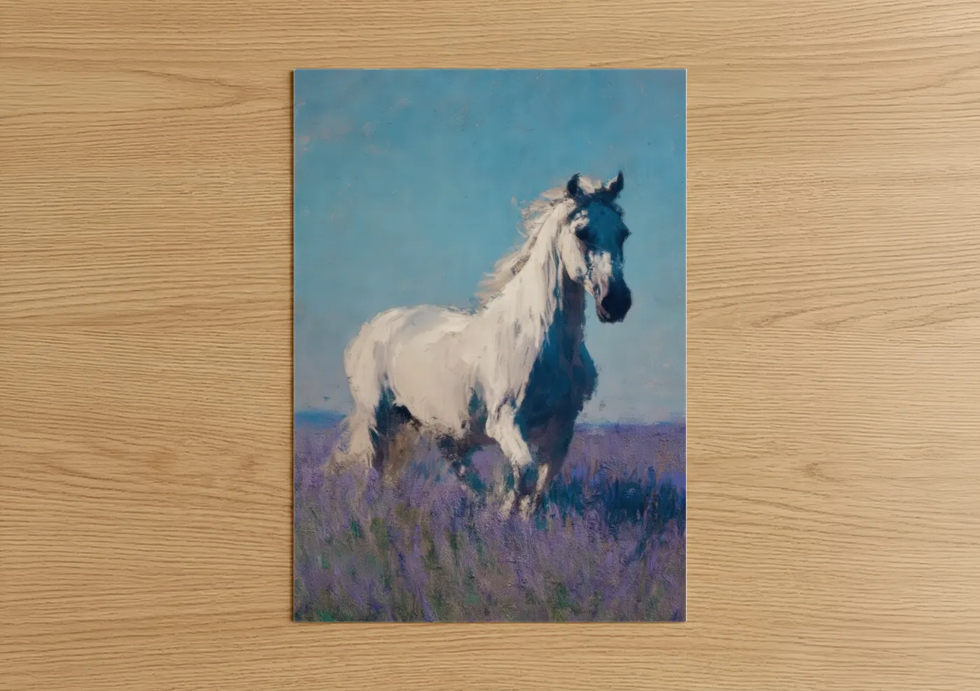 Lavender Field Andalusian Horse Portrait Wall Art