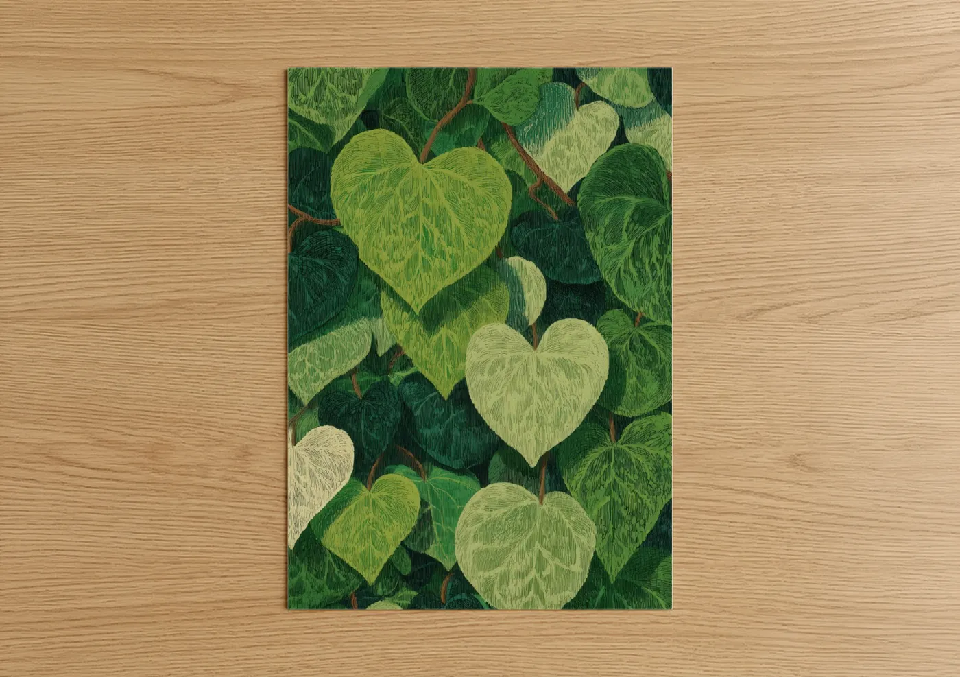 Chartreuse Linden Tree Heart Leaves Wall Art