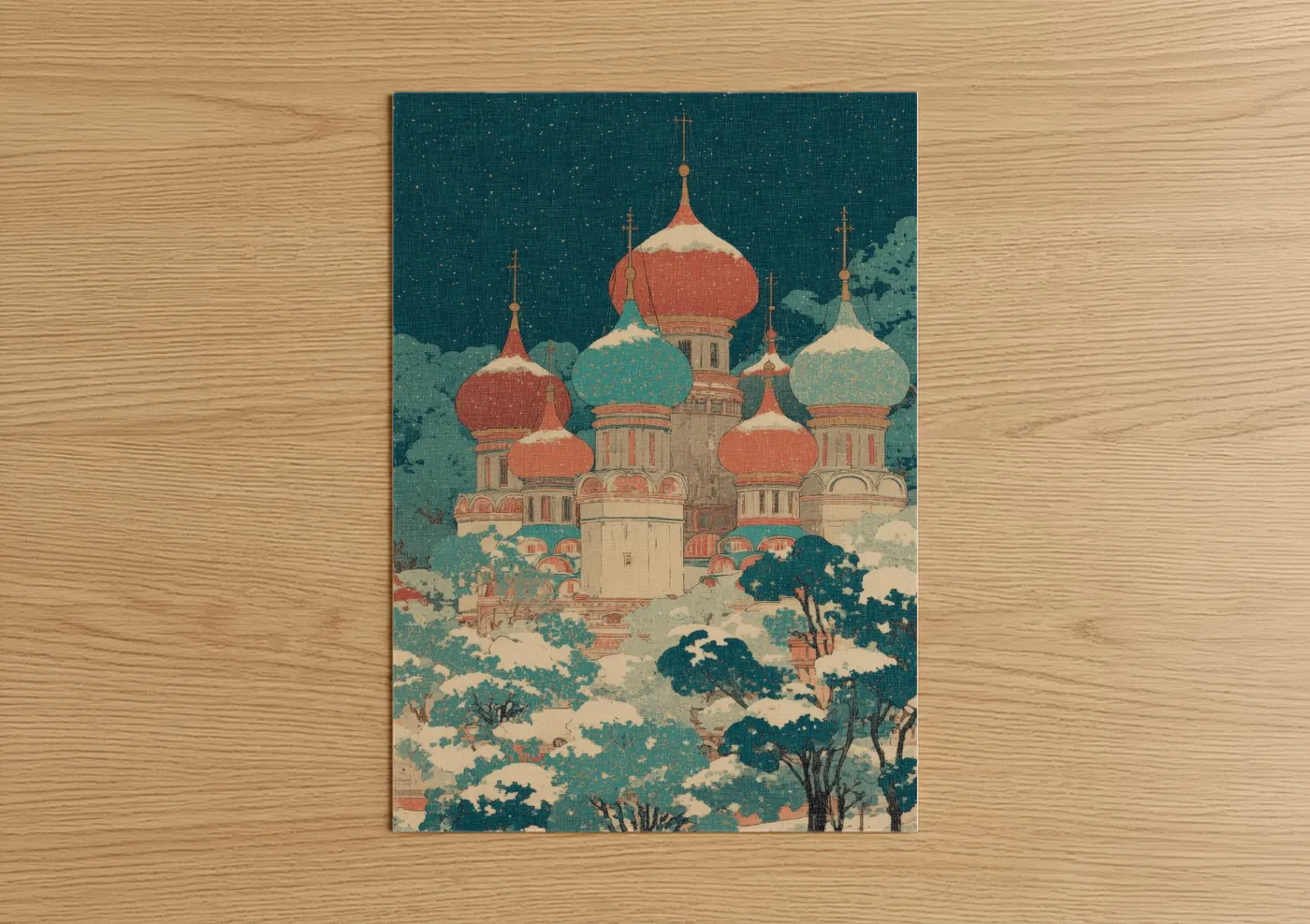 Starlit Cathedral Russian Orthodox Architecture Wall Art