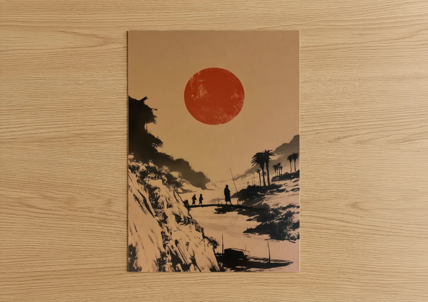 Desert Oasis Landscape Sunset Wall Art