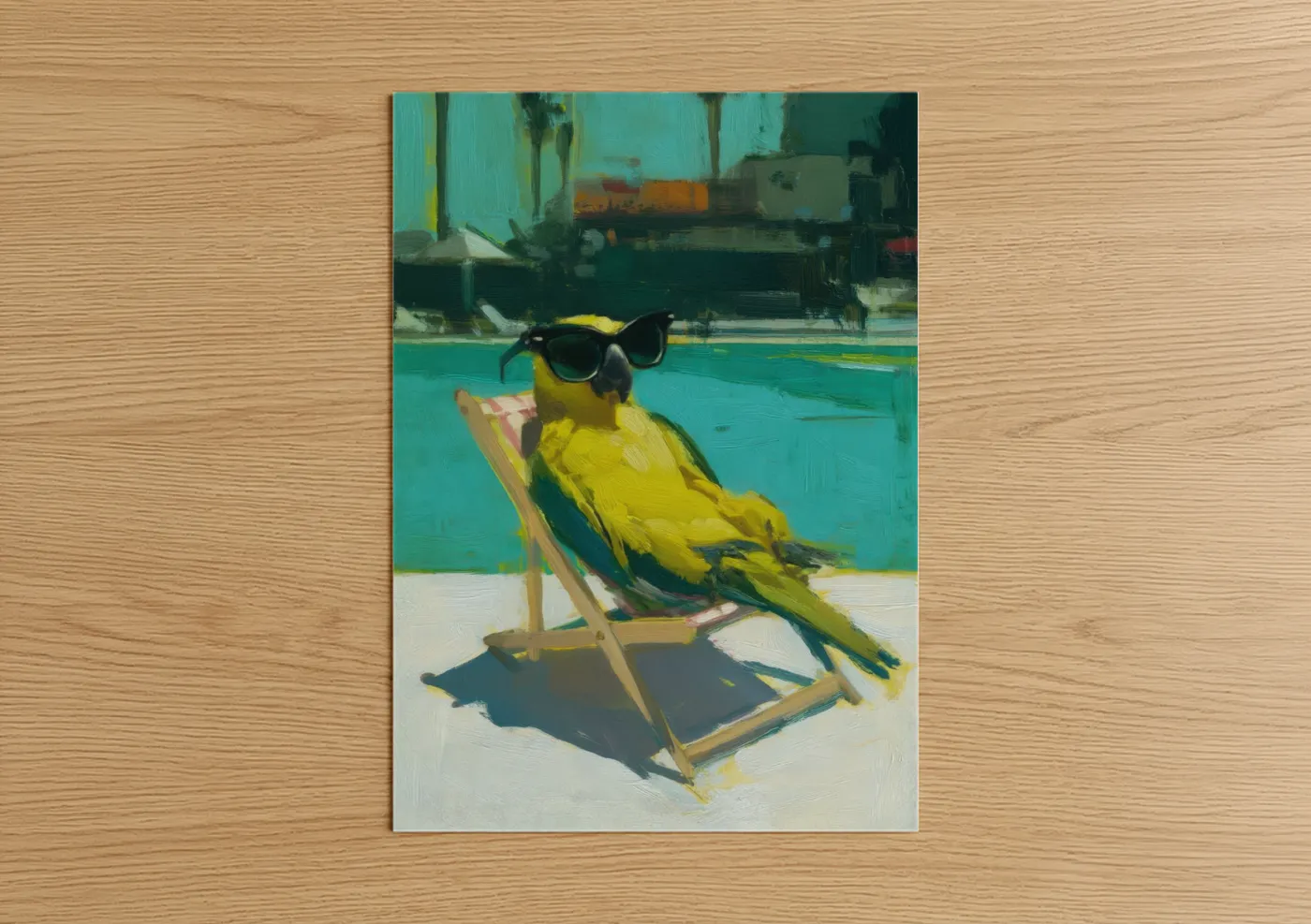 Tropical Parrot in Sunglasses Pool Wall Art
