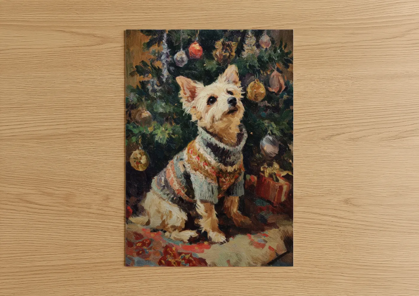 Cozy Christmas Dog Portrait Wall Art