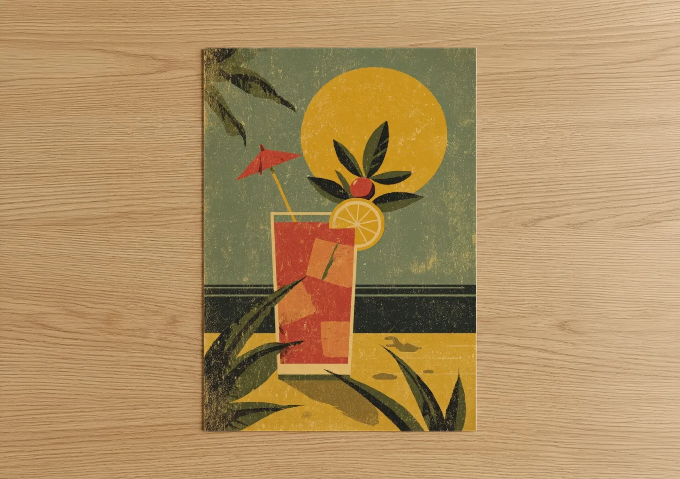 Citrus Cocktail Vintage Art Illustration Wall Art