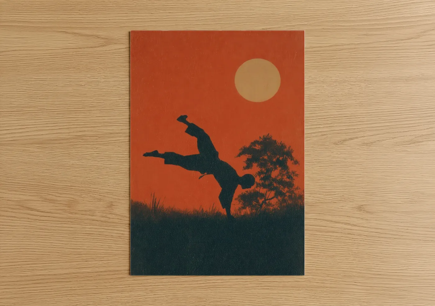 Sunset Capoeira Martial Arts Silhouette Wall Art