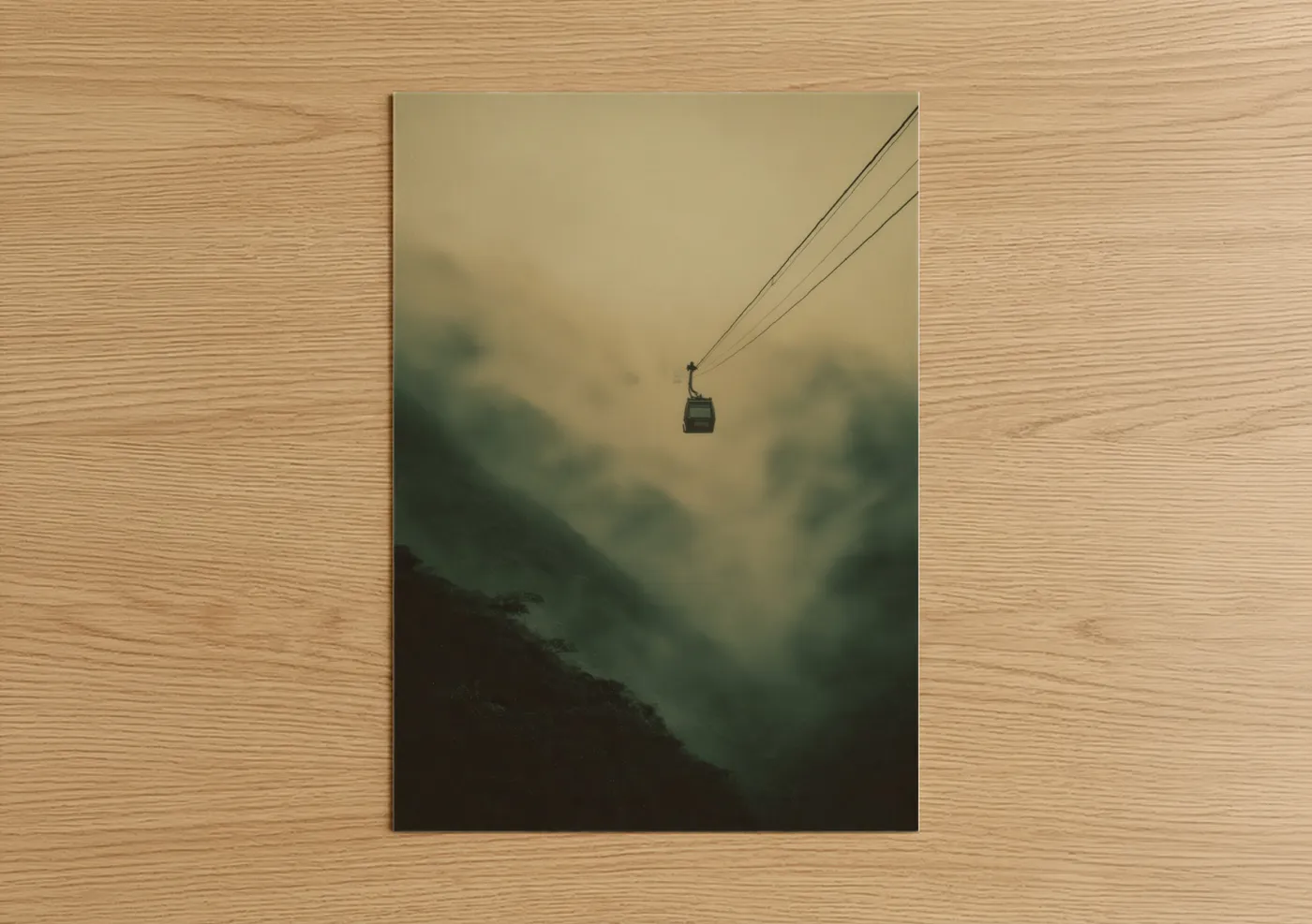 Misty Alpine Gondola Mountain Landscape Wall Art