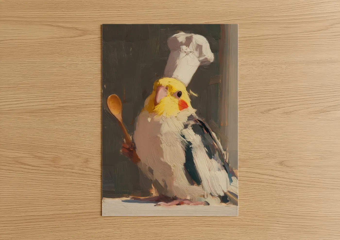 Chef Cockatiel Cooking Portrait Wall Art