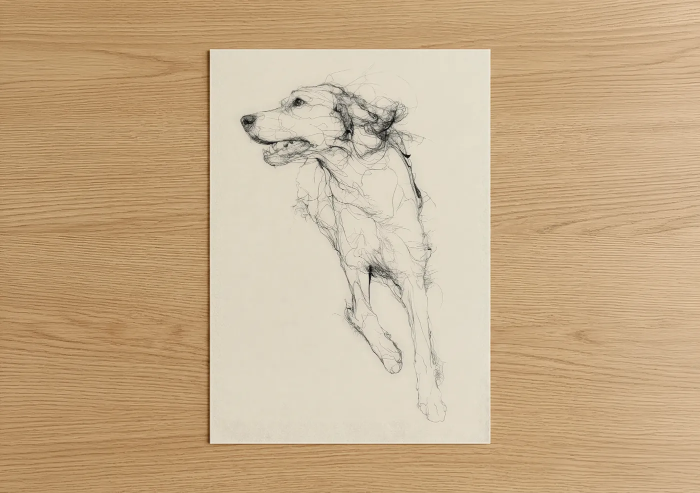 Leaping Setter Line Art Drawing Wall Art