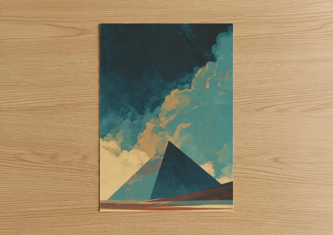 Desert Pyramid Dreamy Sky Vintage Wall Art
