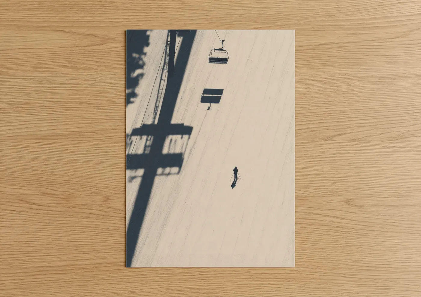 Aerial Skiing Snowy Mountain View Wall Art