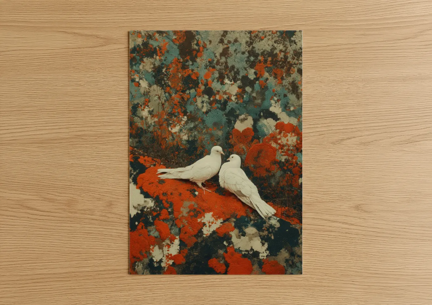 White Doves Pair Textured Wall Art