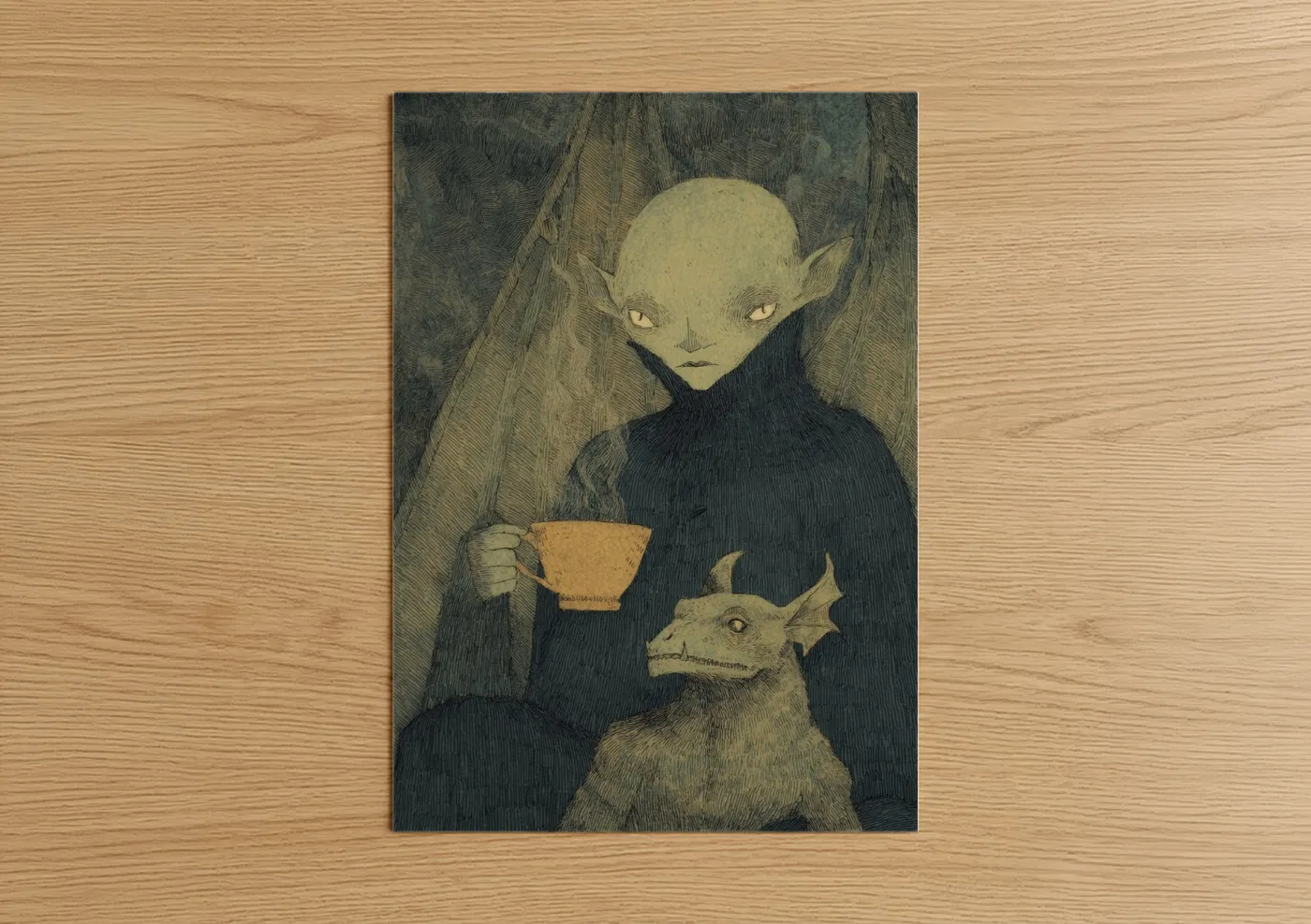Ethereal Vampire with Mythical Creature Wall Art