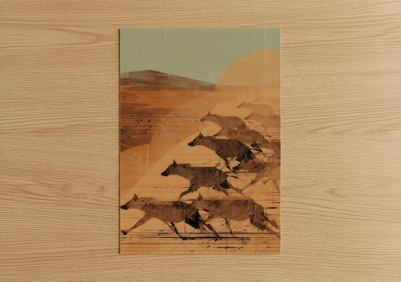 Desert Hyena Pack Abstract Wall Art