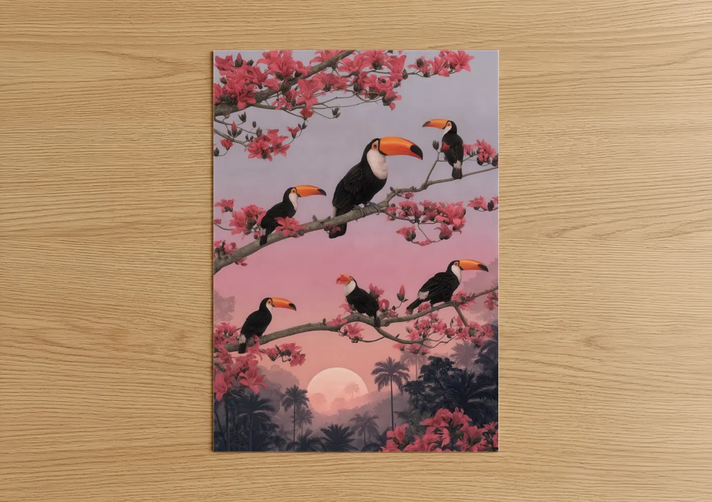 Tropical Toucan Sunset Paradise Wall Art