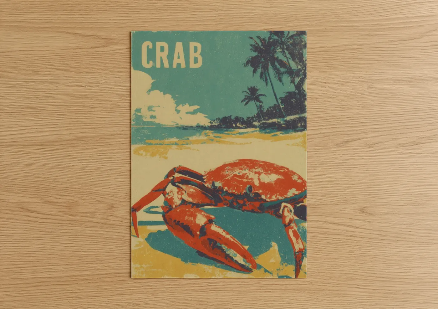 Red Crab Beach Vintage Poster Wall Art