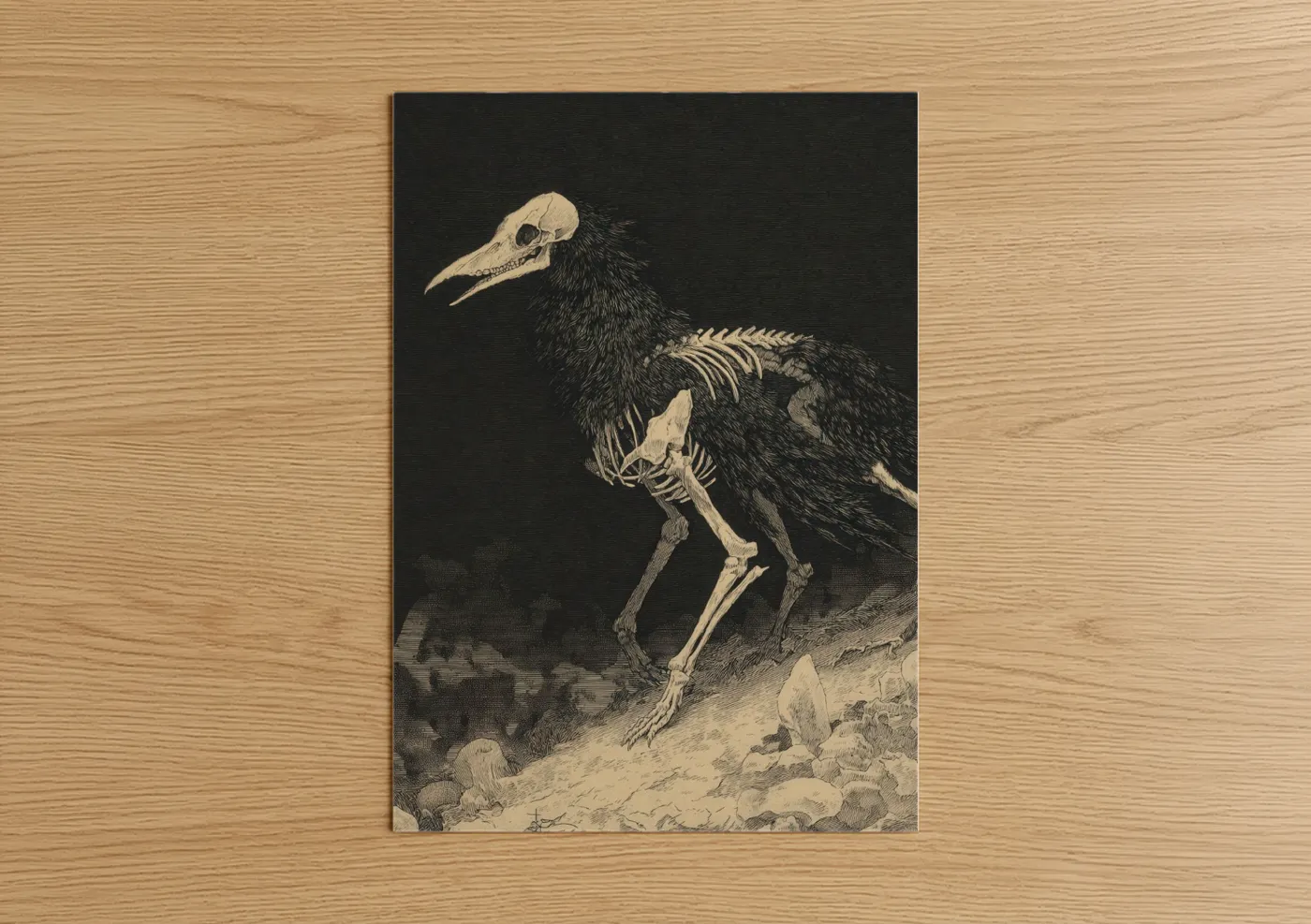 Skeletal Chimera Dark Fantasy Wall Art