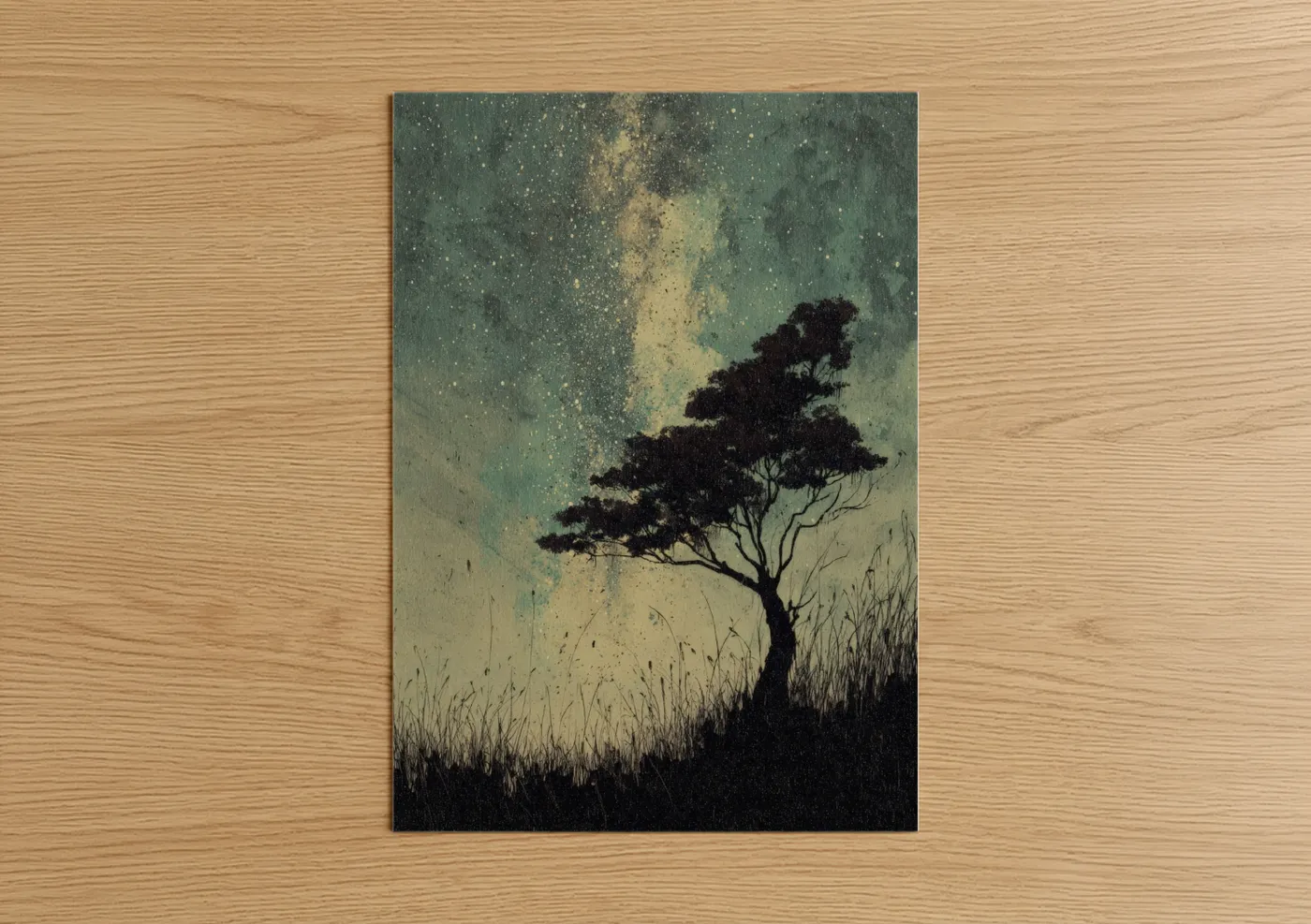 Starlit Acacia Tree Night Sky Wall Art
