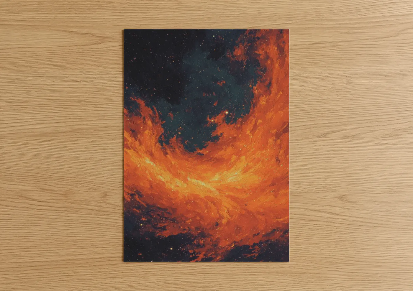 Crimson Nebula Orange Space Wall Art