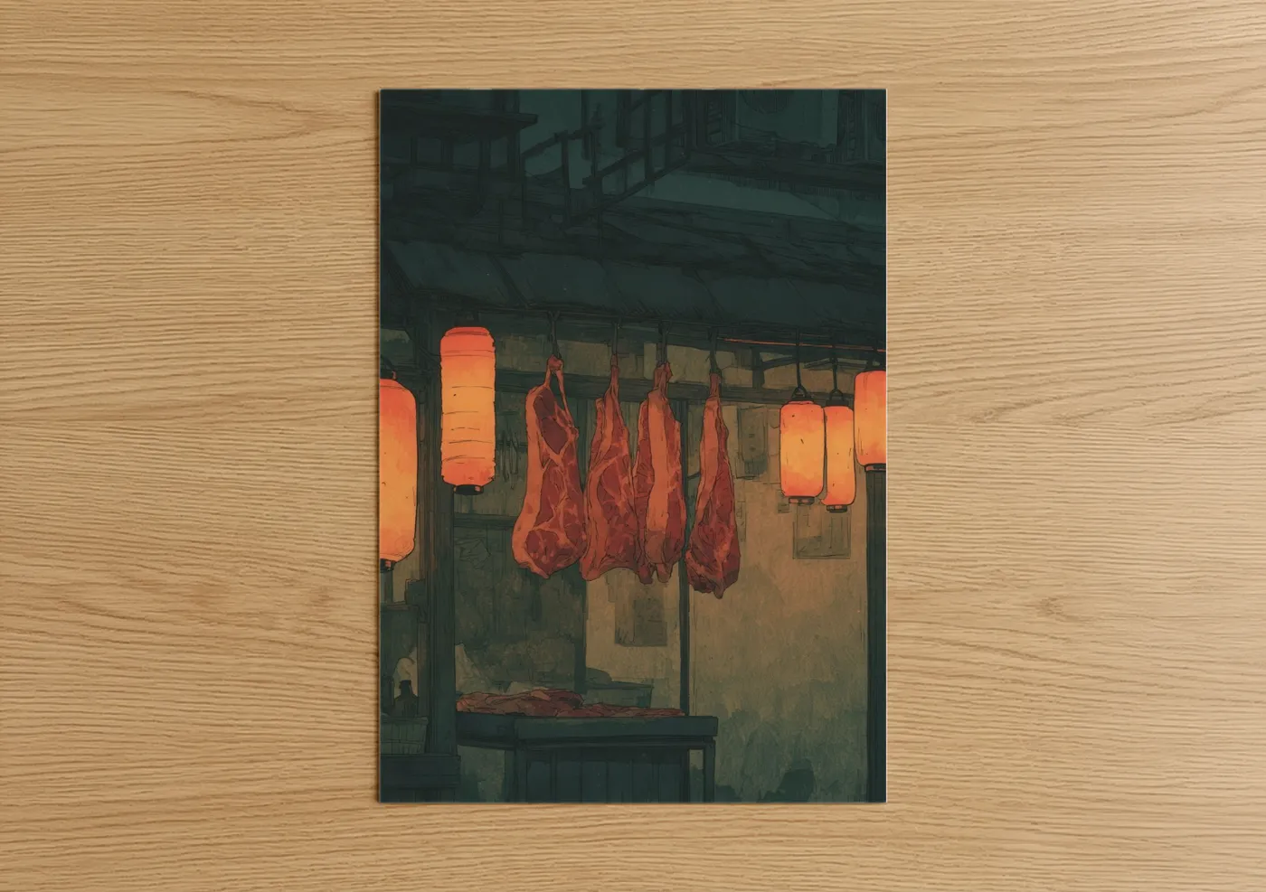 Asian Butcher Shop Meat Display Wall Art