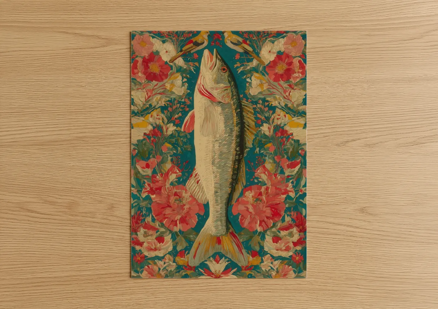 Floral Snook Fish Vintage Wall Art