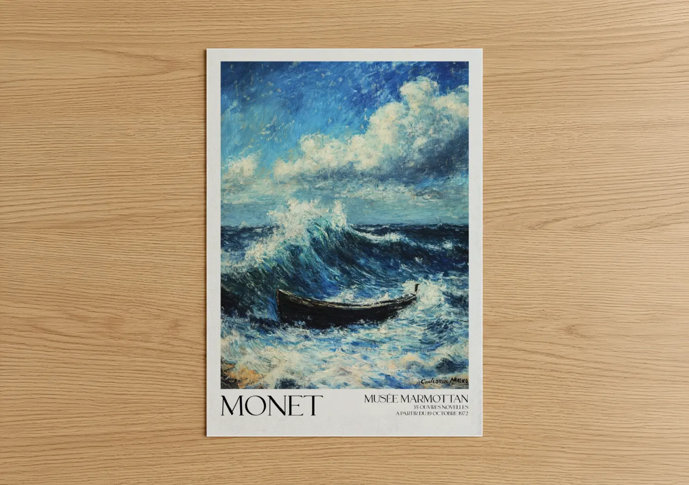 Monet Ocean Wave Boat Seascape Wall Art