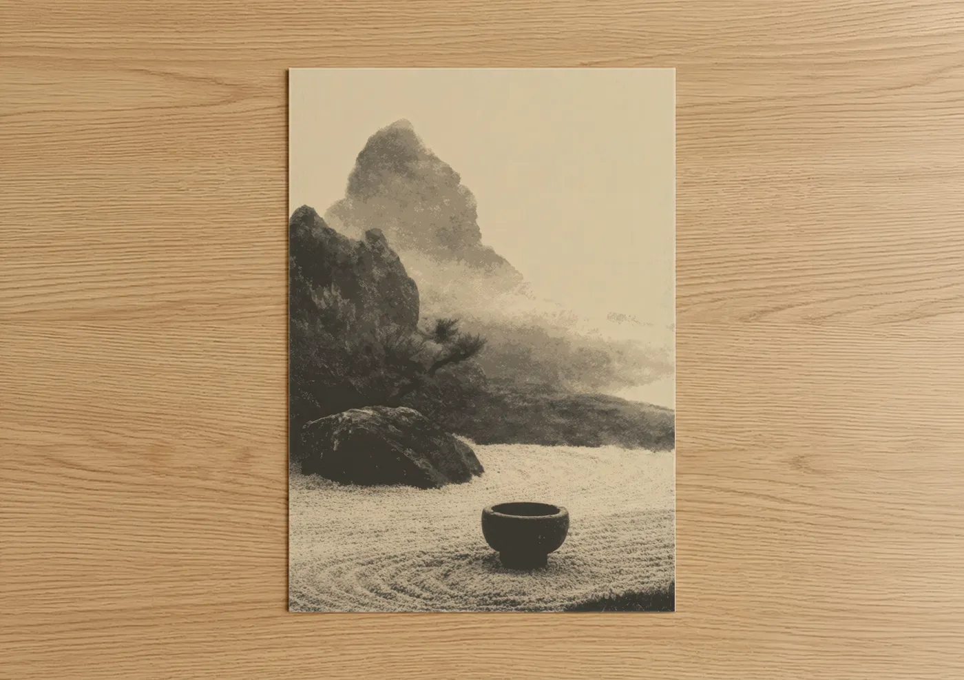 Zen Tea Ritual Minimalist Landscape Wall Art