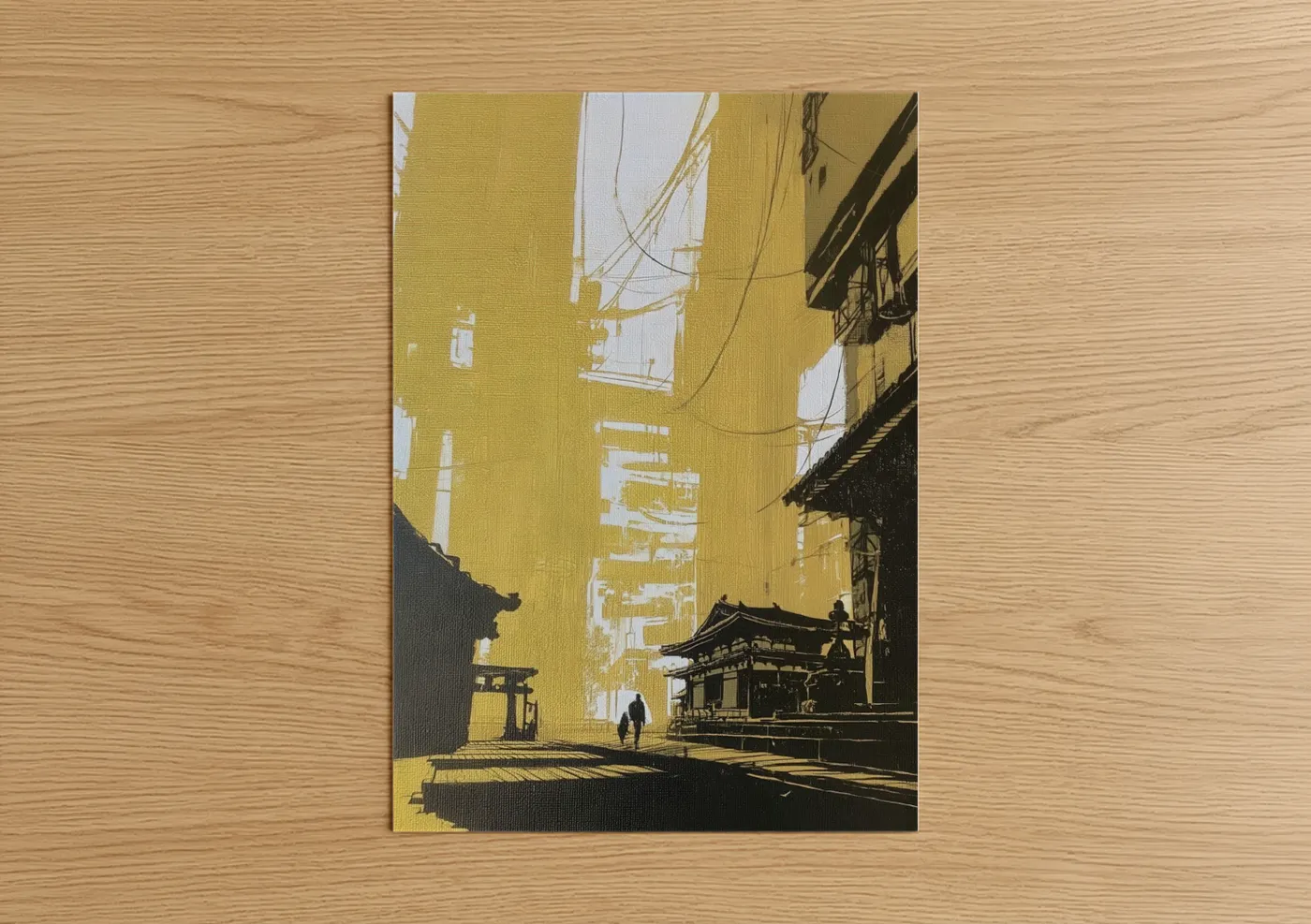 Golden Urban Architecture Illustration Wall Art