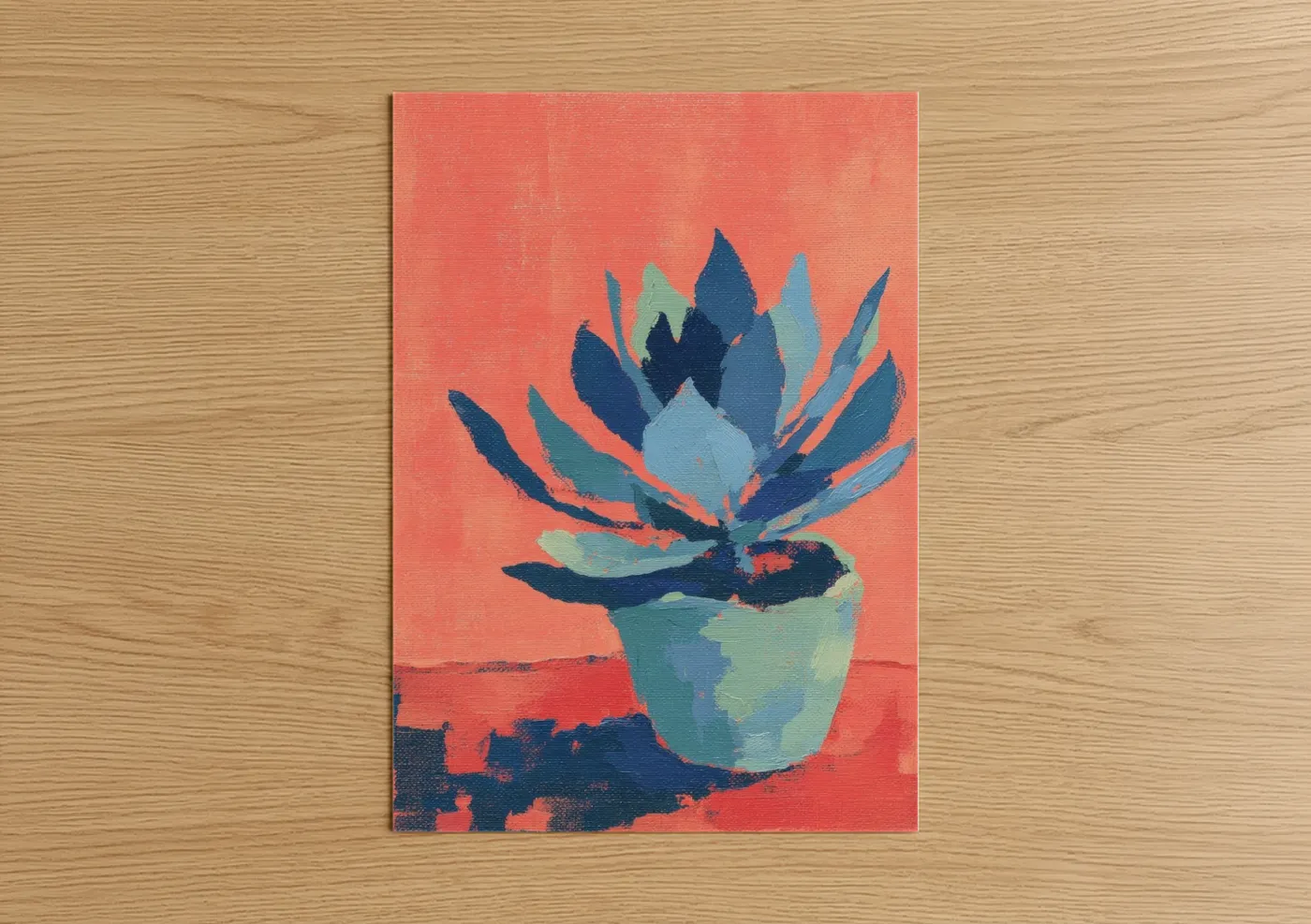 Coral Succulent Plant Wall Art