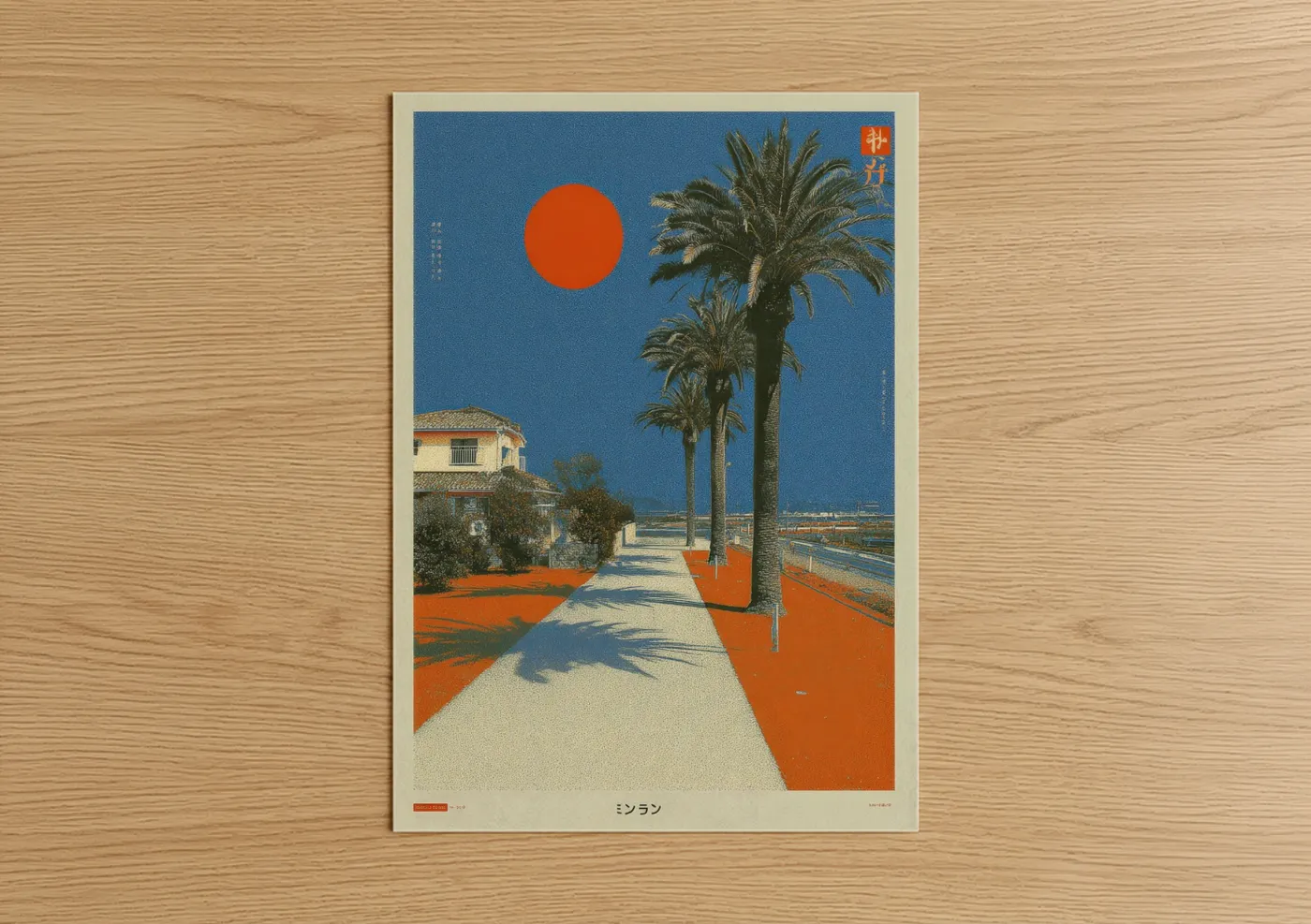 Retro Palm Tree Sunset Japanese Y2K Wall Art