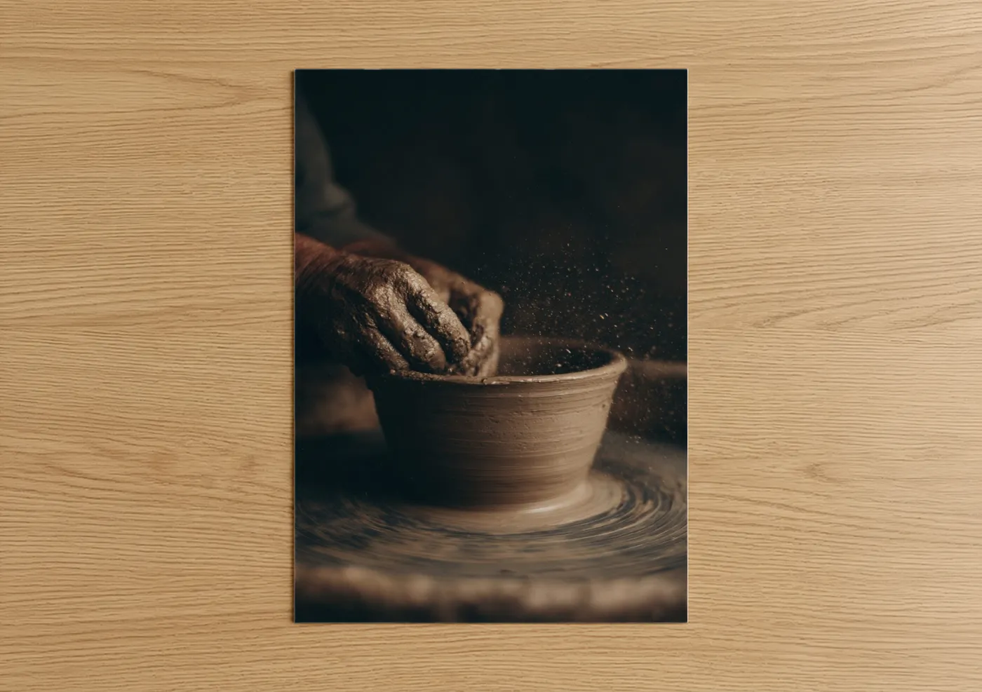 Artisan Pottery Hands Throwing Clay Wall Art