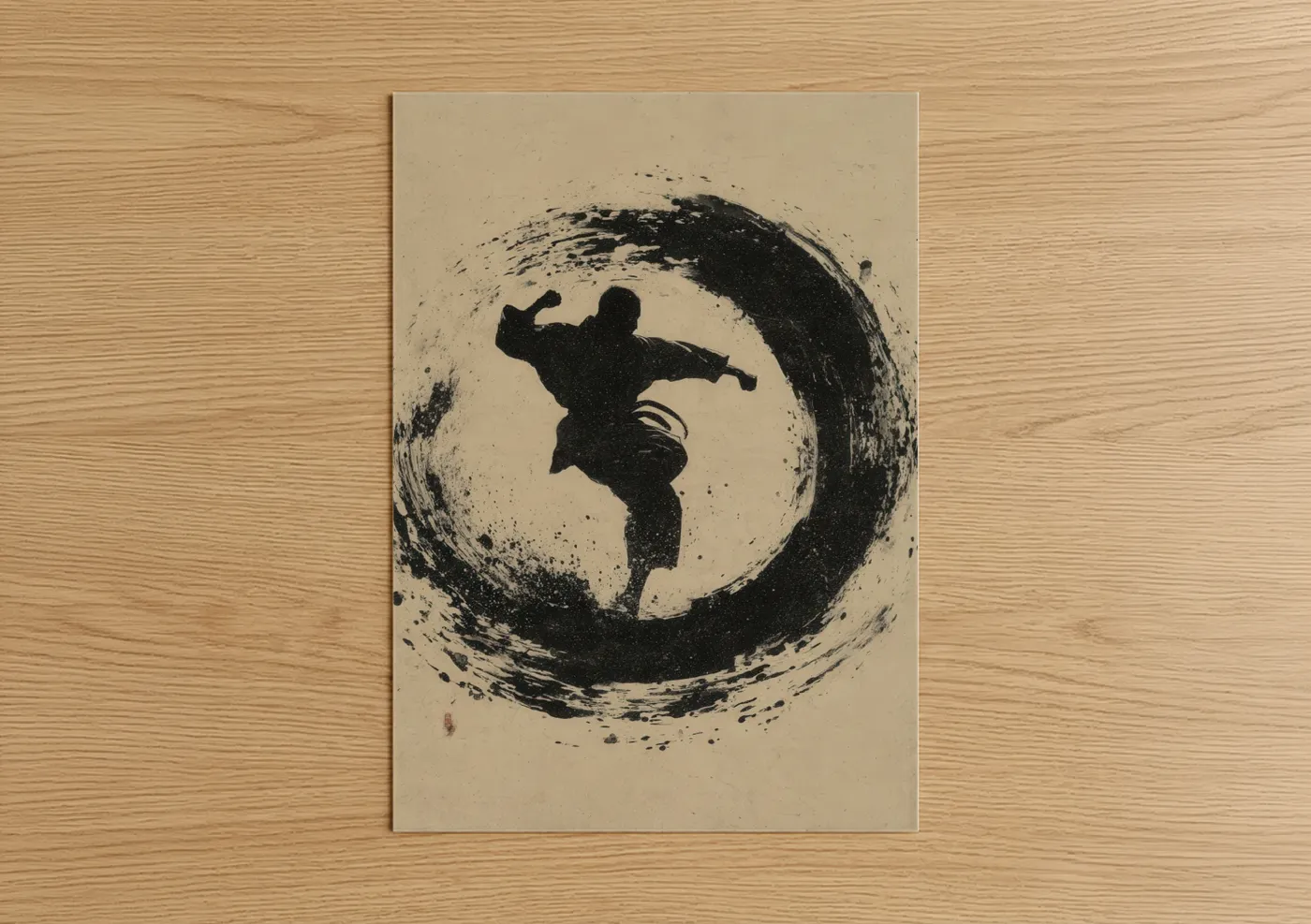 Dynamic Taekwondo Martial Artist Silhouette Wall Art