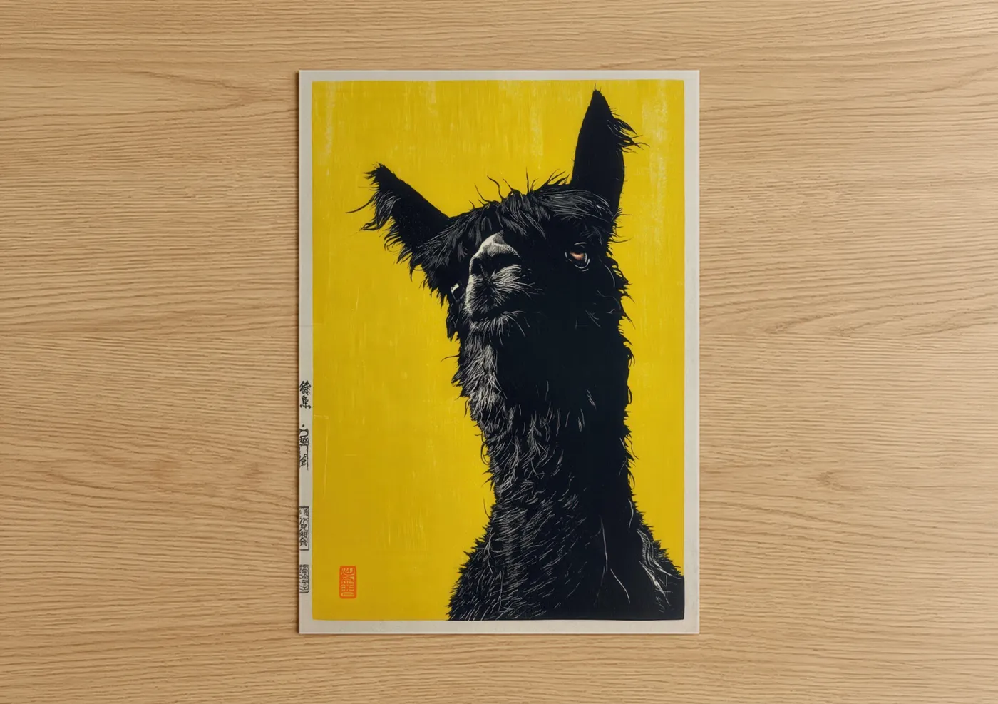 Bold Alpaca Portrait Yellow Minimalist Wall Art