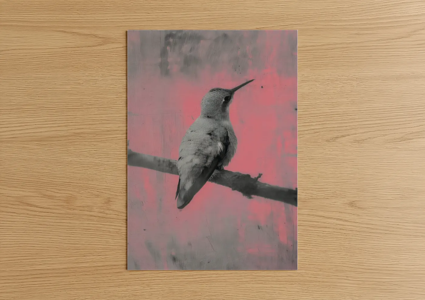 Pink Hummingbird Modern Art Watercolor Wall Art