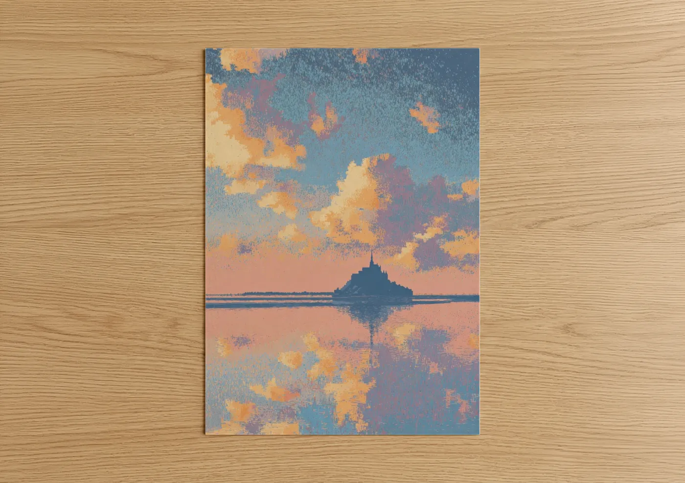 Mont Saint-Michel Golden Sunset Reflection Wall Art