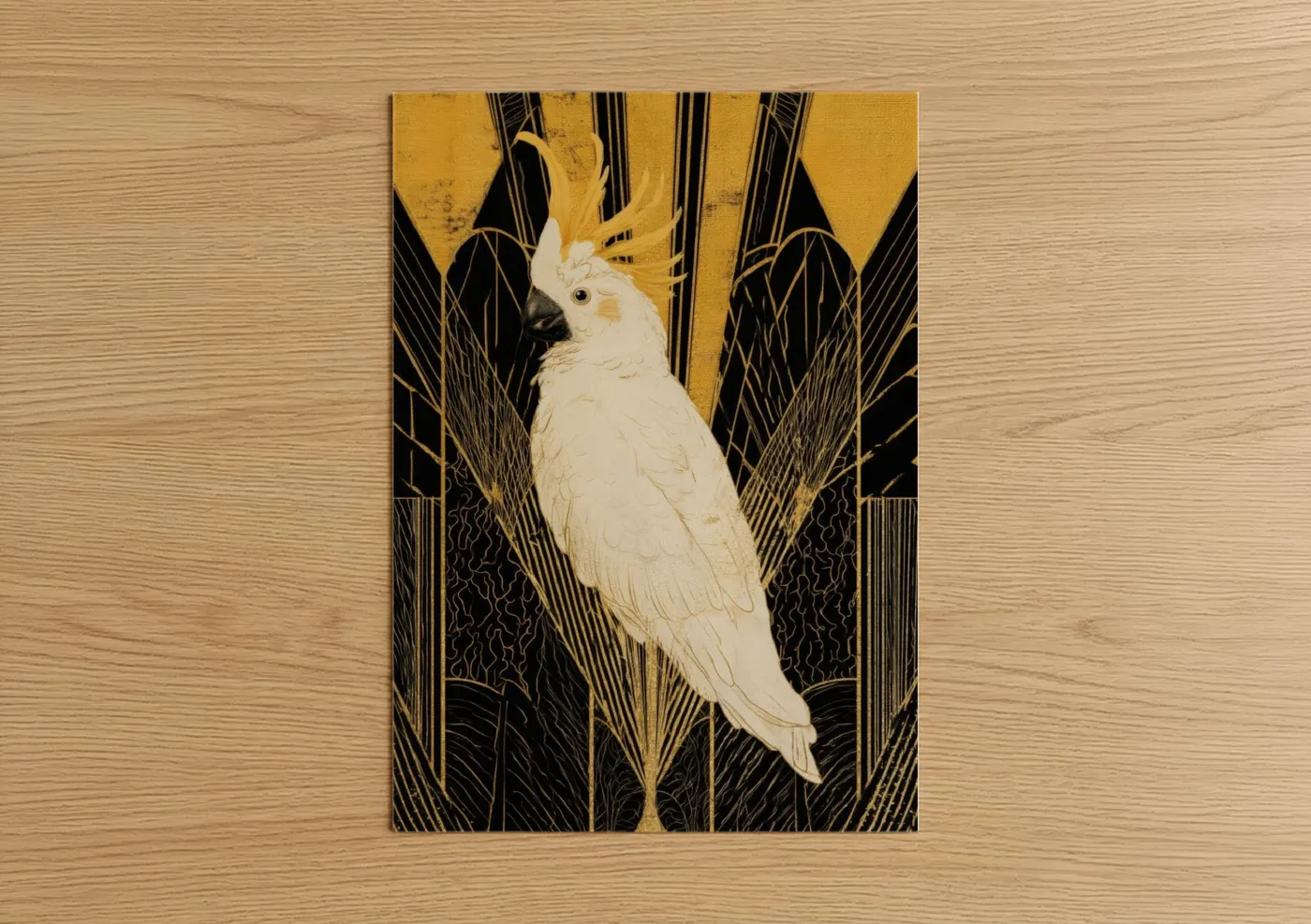 White Cockatoo Gold Art Deco Wall Art